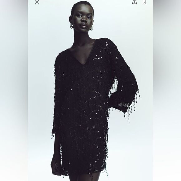 NWT Zara Sequins Fringe Mini Dress Sz XS‎ - Picture 11 of 14